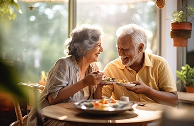 Older couple enjoying a meal together