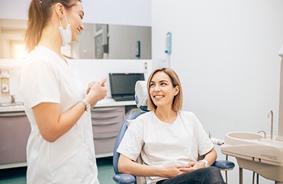 woman at Invisalign progress check 