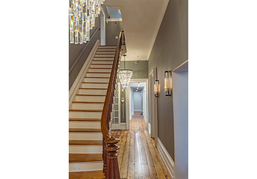 Staircase and hallway in front entrance of Schoharie Dental