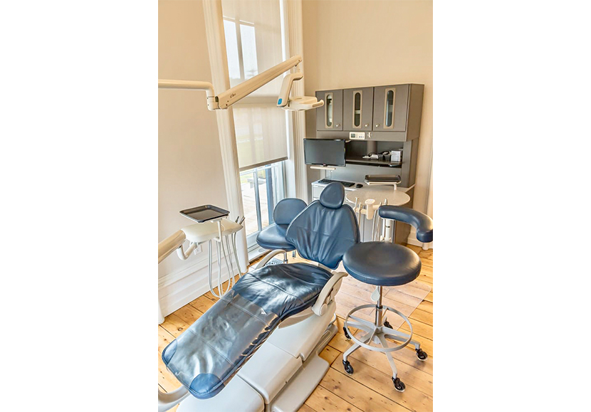 Dark blue dental chair